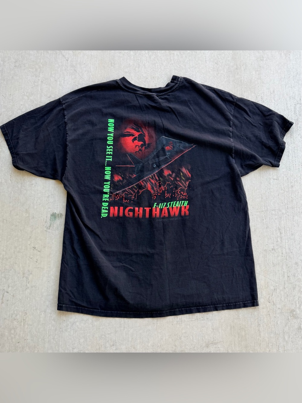 Vintage F-117 Stealth Night Hawk T Shirt Men Size 2XL 90s Hanes Aviation Merch